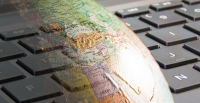 Keyboard and globe photo